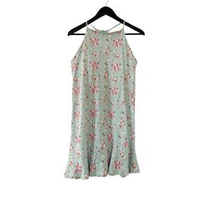 NWT Patagonia Mint Green Geometric Pattern Halter Built in Bra Sporty Dress